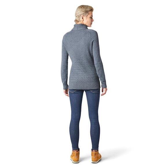 Women's Smartwool Dacono Ski Sweater Gray Cableknit Cowl Neck MEDIUM Minor FLAWS - Picture 3 of 16